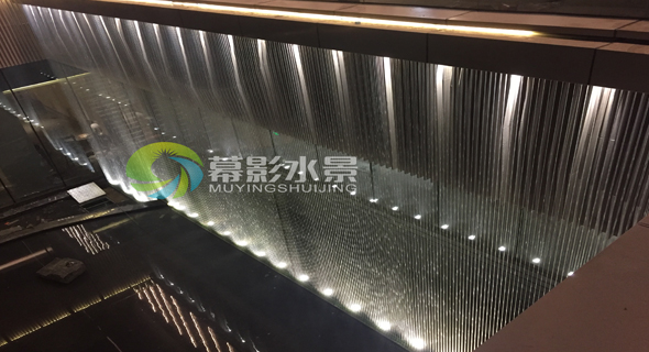 罕见16米宽拉线水帘，越秀地产-杭州天悦江湾展售区水帘项目